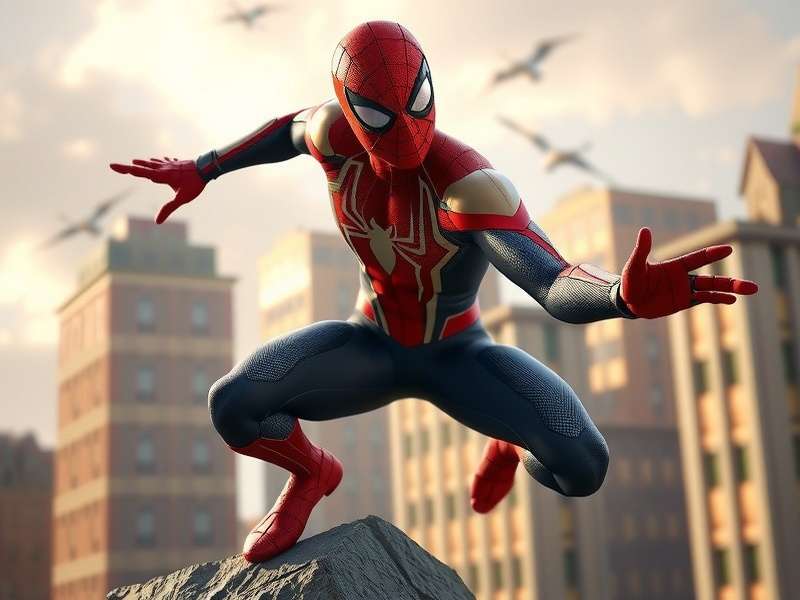 Concept art for the unmade Spider-Man: Brand New Day movie showing a lighter, more vibrant New York City