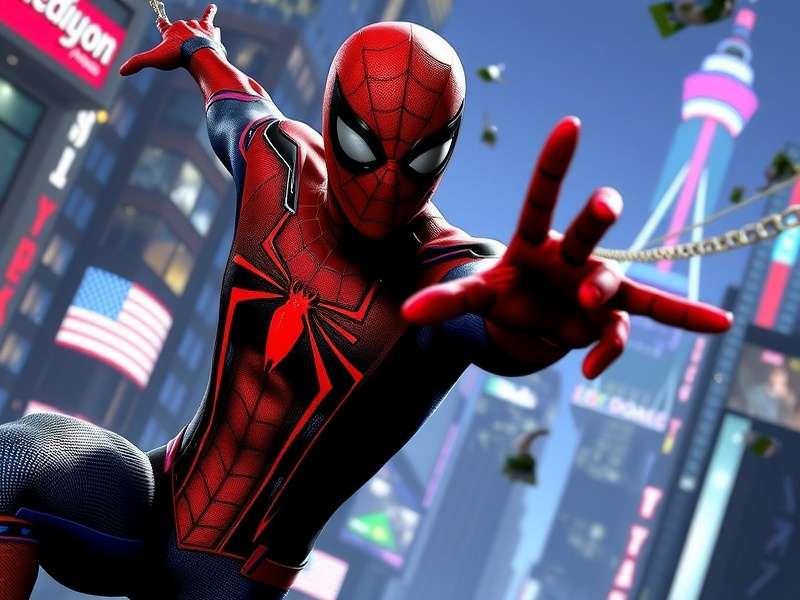 Miles Morales leaping between skyscrapers in 4K Spider-Verse style