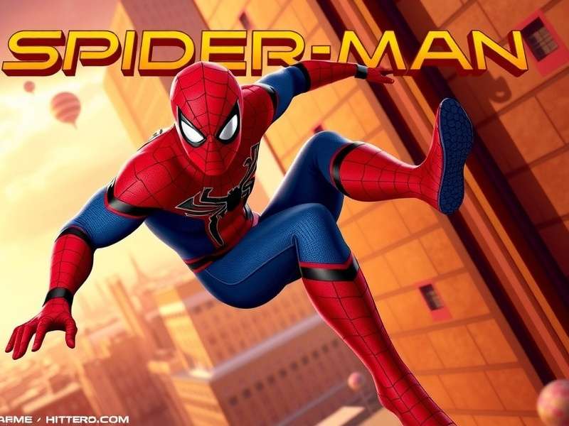 Spider-Man swinging through New York City in the Homecoming game