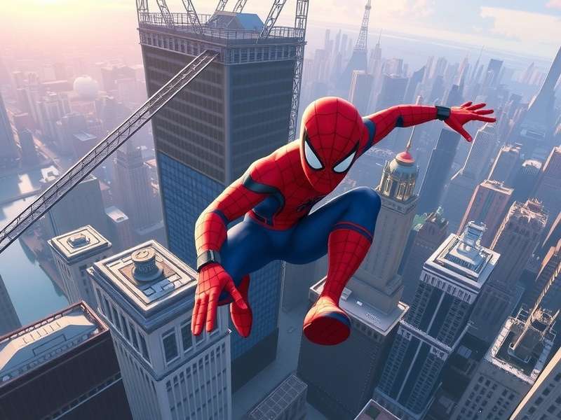 Cover art for Spider-Man: Brand New Day comic arc showing Spider-Man swinging through New York City