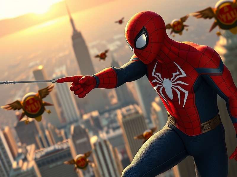 Spider-Man performing an edited combat finisher with custom visual effects