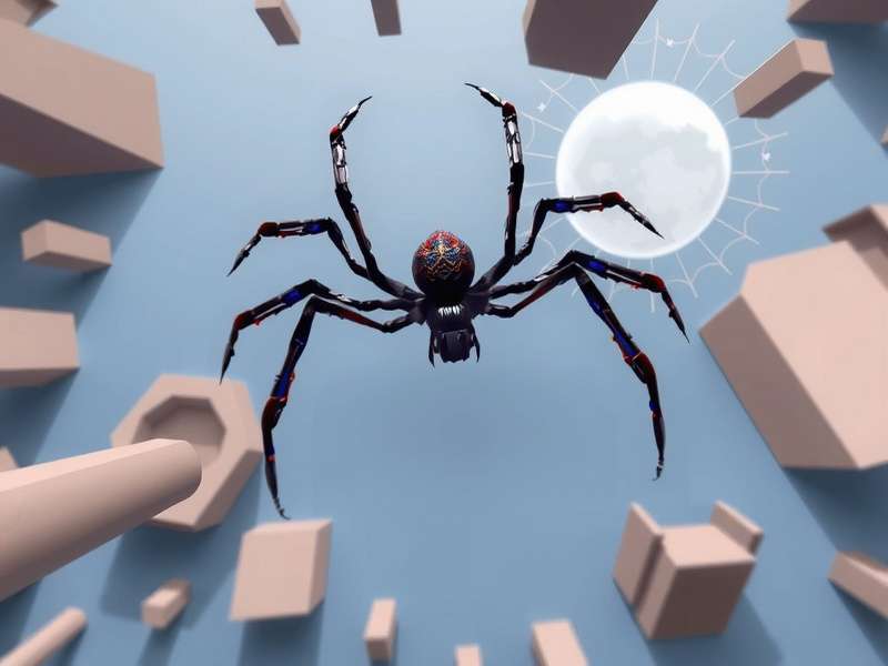 Spider-Man in a dynamic pose swinging between skyscrapers of New York City