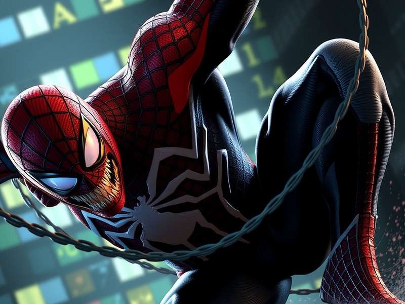 Spider-Man 3 Venom in action, swinging through New York City