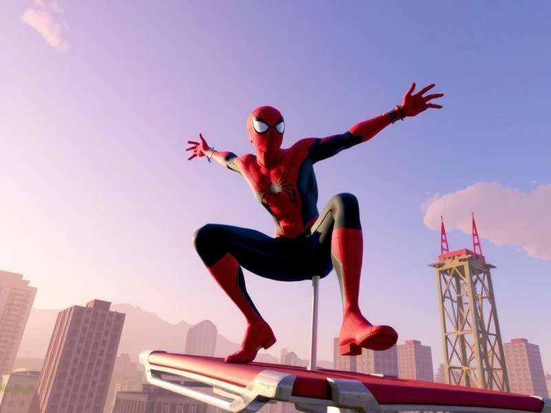 Spider-Man Miles Morales swinging through snowy New York City on PC with ray tracing