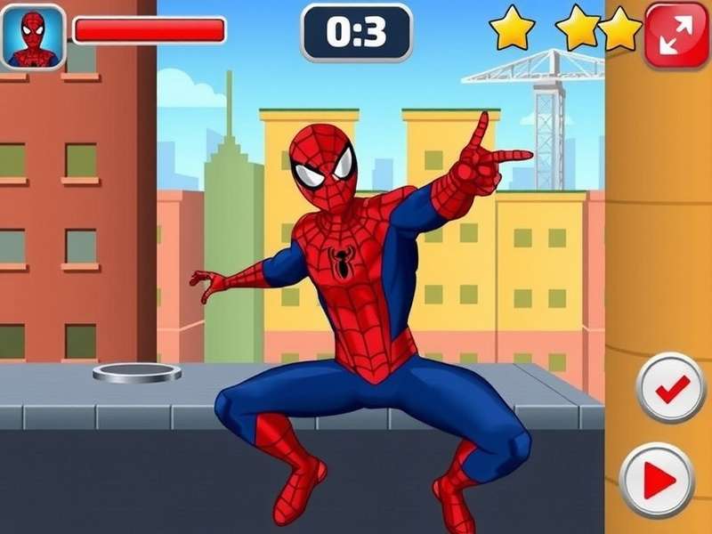 Spider-Man posing in a fun, cartoon style with kids