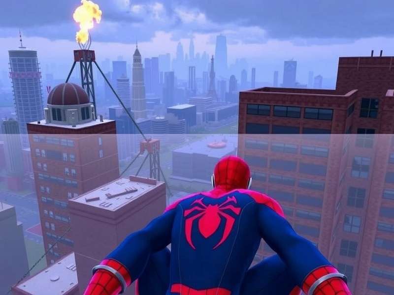 Spider-Man Miles Morales swinging through a vibrant multiverse cityscape