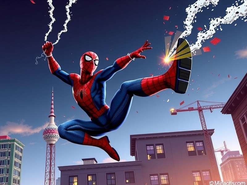 Spectacular Spider-Man swinging through New York City