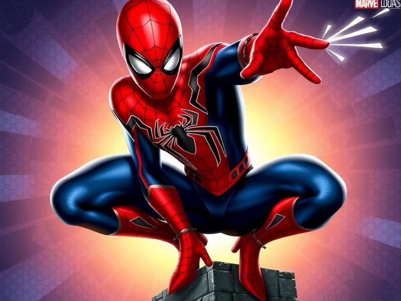 Spider-Man swinging through New York City skyline