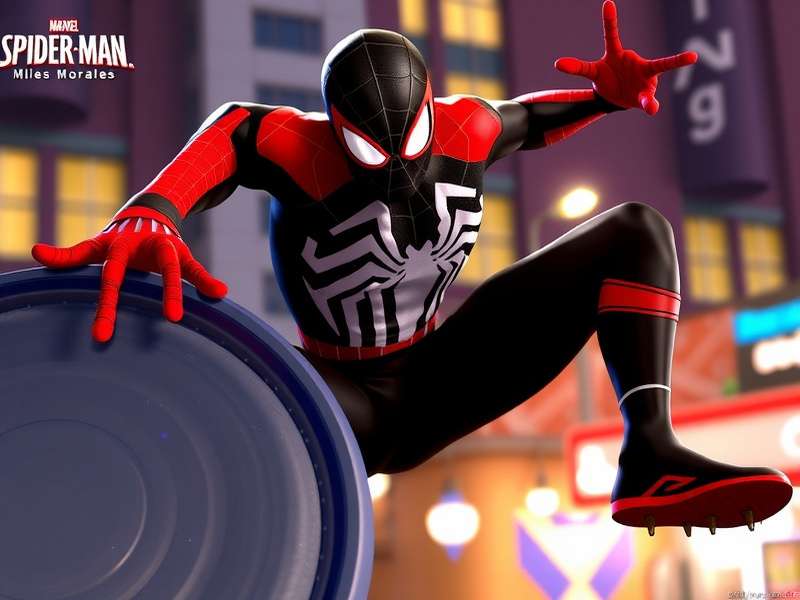 Spider-Man Miles Morales in dynamic pose with bio-electric venom blast