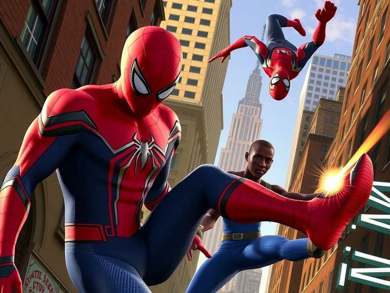 Spider Man Miles Morales swinging through Harlem on PS5 with ray tracing enabled