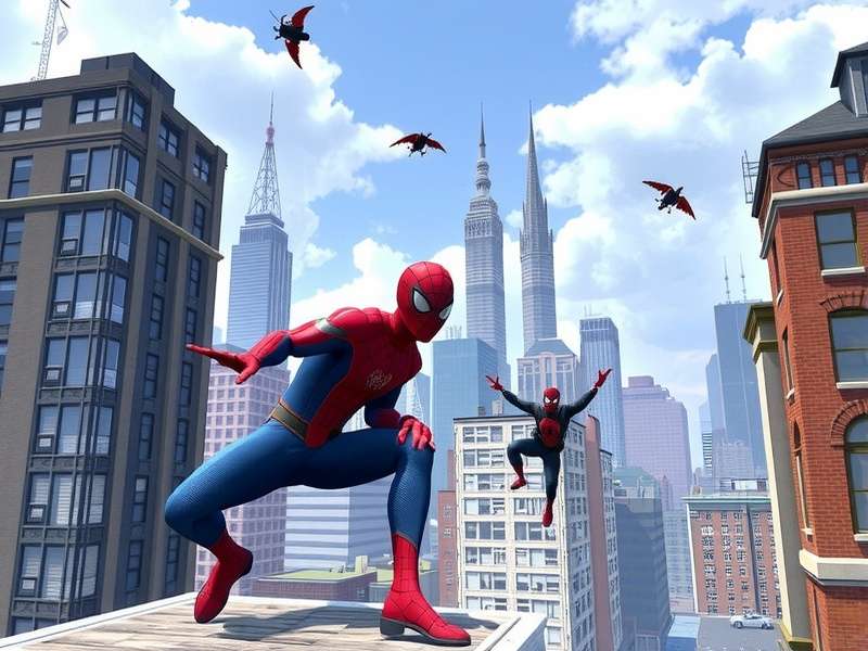 Spider Man Brand New Day official key art showing Spider-Man in a dynamic pose with the New York skyline