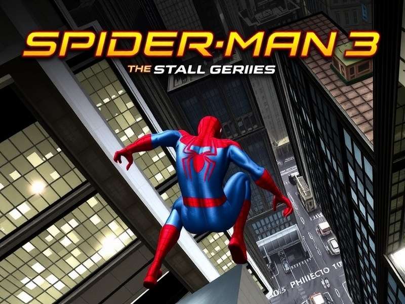 Spider Man 3 game city view with web swinging across skyscrapers