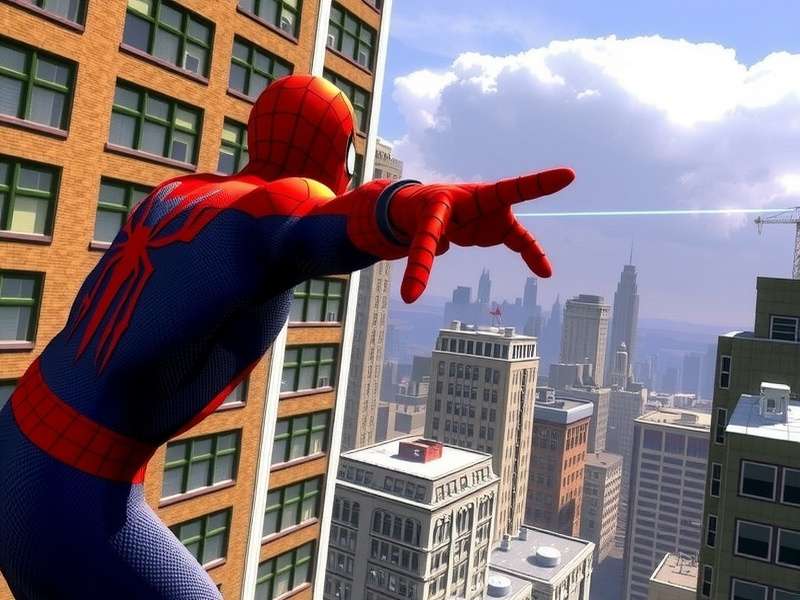 Spider Man 2 Game hero image showcasing web-slinging action in New York City